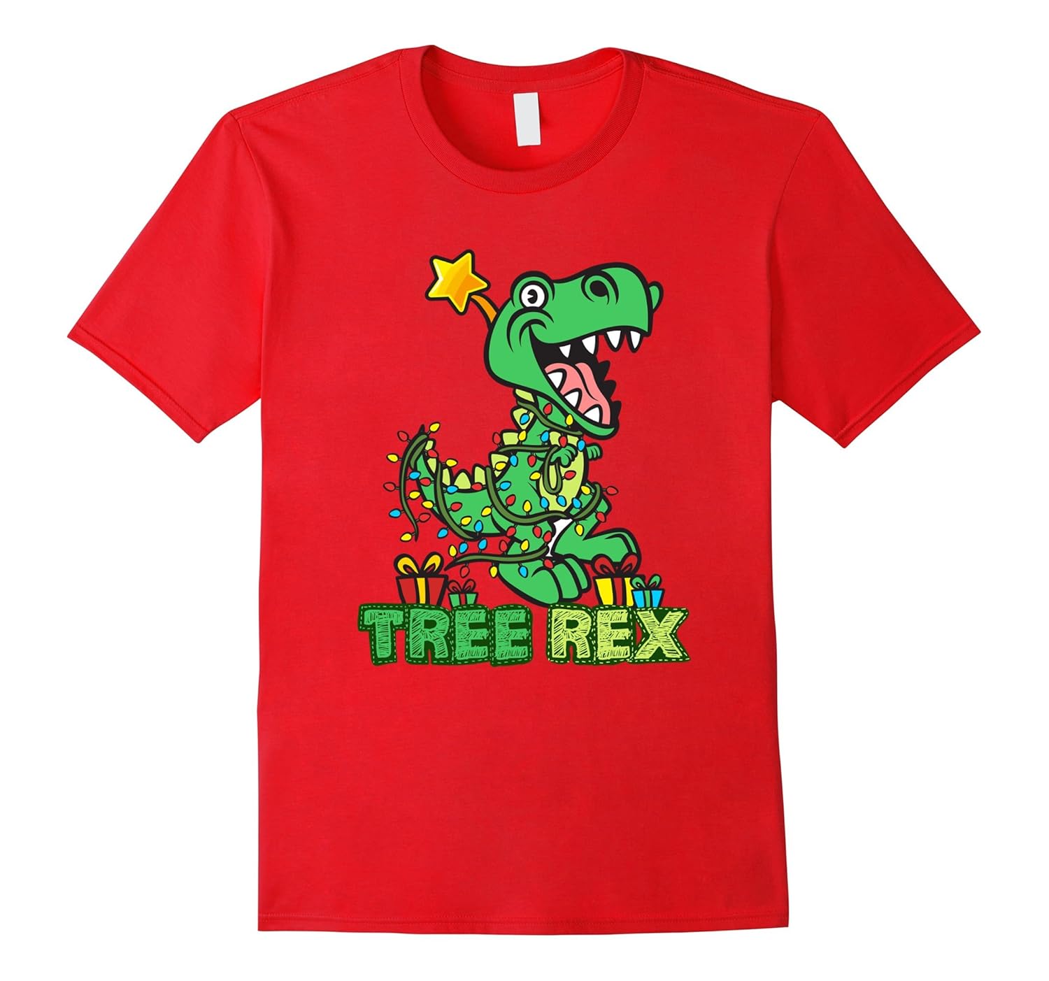 Dinosaur Christmas T-Shirt Pun Funny -- Tree Rex-Rose