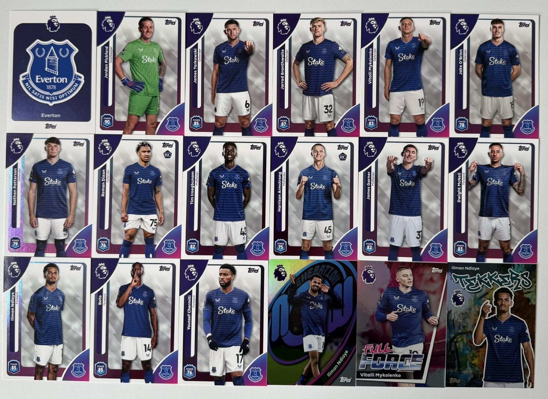 Premier League 2026 Everton 18 Card Trading Card Base Team Set