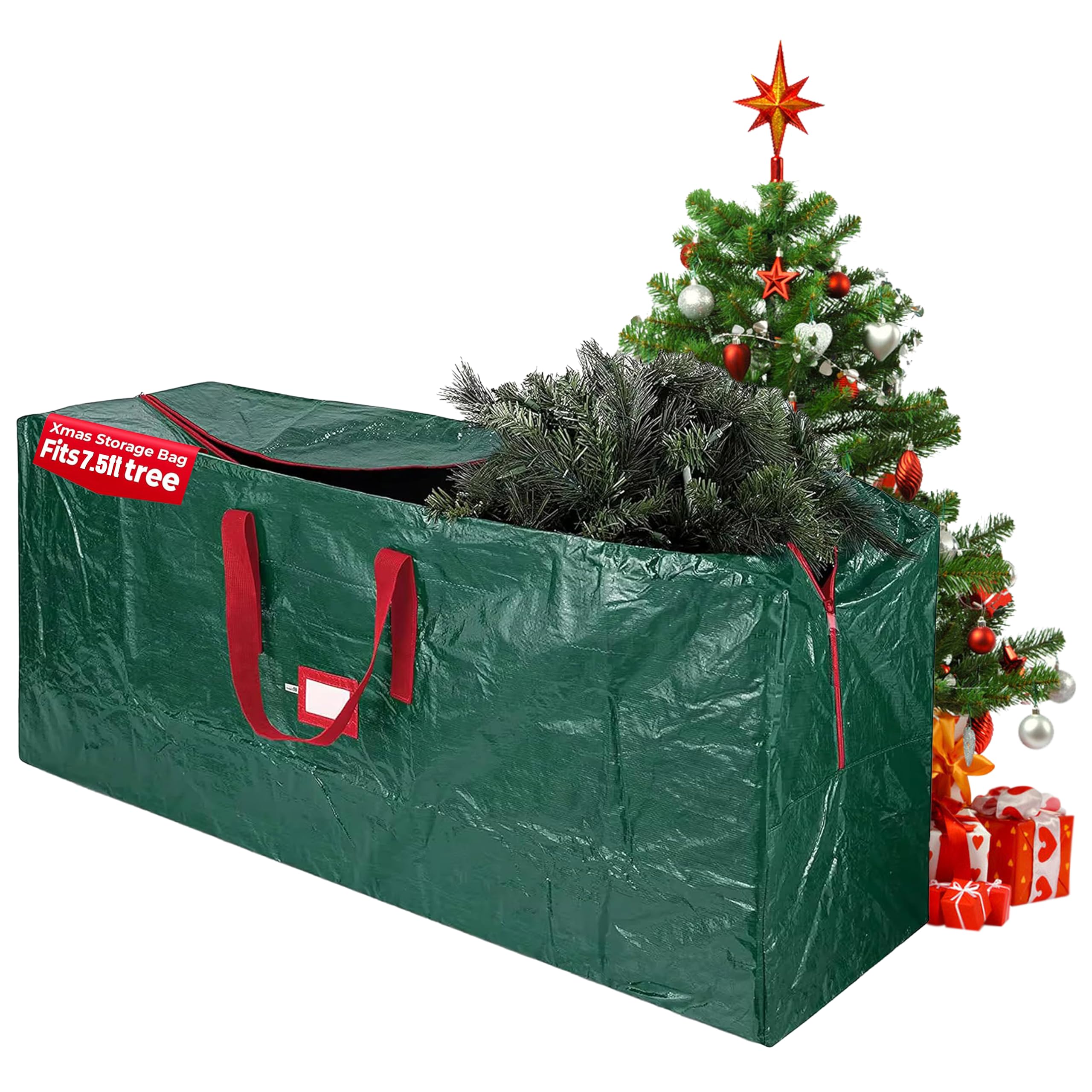 Christmas Tree Storage Bag – Fits Up to 7.5ft Tall Artificial Trees – Durable Reinforced Carry Handles, Dual Zippered – Waterproof Large Xmas Tree Bag – Protects Moisture and Dust