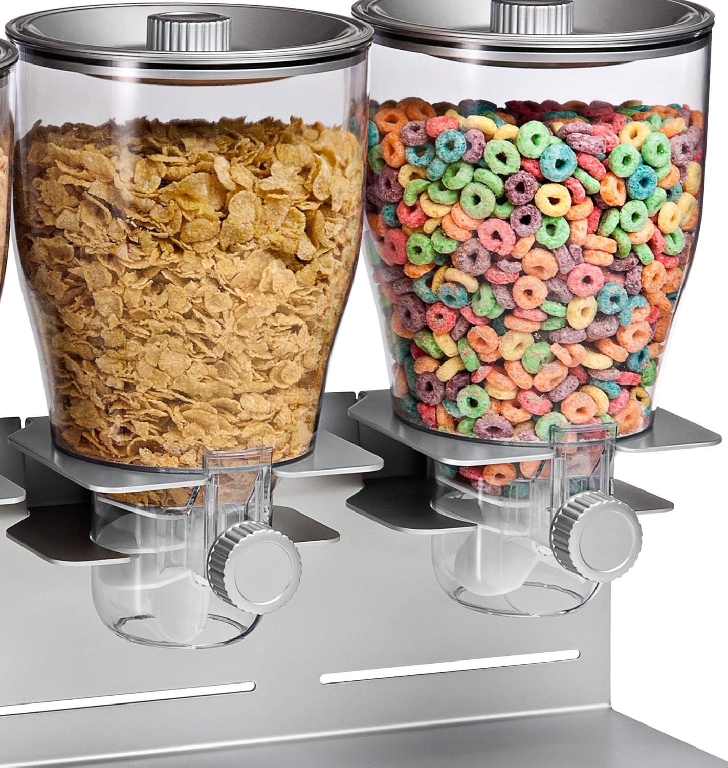 Honey-Can-Do Triple Canister Dry Food Cereal Dispenser, Stainless Steel: Food Dispensers: Kitchen & Dining