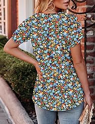 KISSMODA Women's Tunic Tops Casual V Neck Short