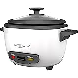 BLACK+DECKER 16-Cup Cooked/8-Cup Uncooked Rice Cooker and Food Steamer, White, RC516