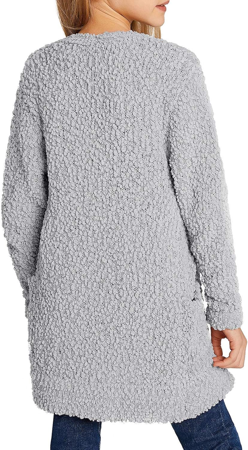GRAPENT Girls Open Front Long Sleeve Cardigan Pocket Sweater Outwear 4-13 Years