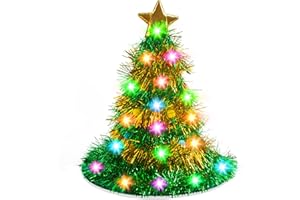 Farochy Christmas Tree Hat with Lights - Santa Hat 30 LED Colorful Lights Christmas Costume