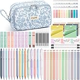 62PCS Aesthetic School Supplies, Cute Back to School Supplies College Essentials Preppy Stationary Set with Large Pencil Pouch Case, Pastel Highlighters Gel Pens Mechanical Pencils for Student Girls