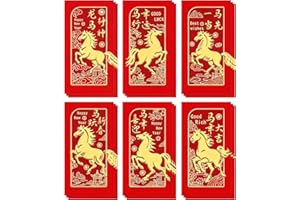 2026 Chinese New Year Red Envelopes - 18 Pcs Chinese New Year Hongbao with Gold Foil Embossing - 6 Unique Lucky Designs for L