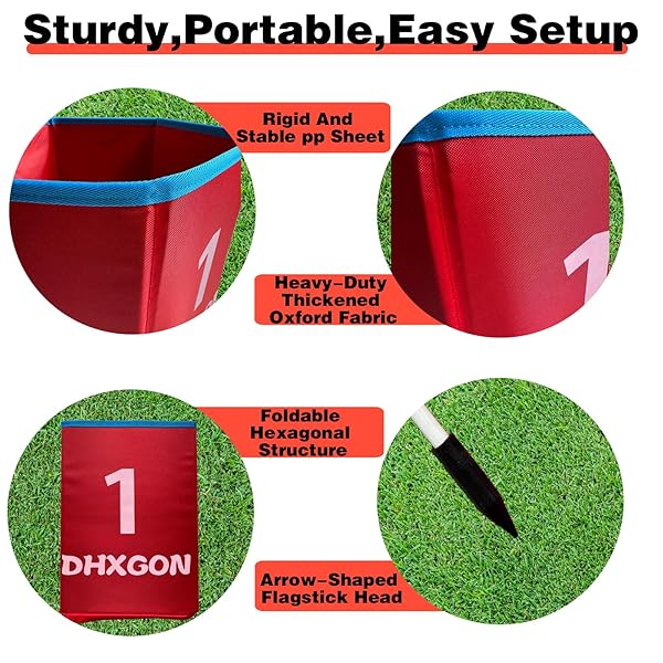 DHXGON BACKYARD GOLF GAME WITH 2 CLUBS, PORTABLE 6 HOLE GOLF COURSE, OUTDOOR YARD GOLF CHIPPING GAME FOR FAMILY AND ADULTS, BEACH, PARK, LAWN, FIELD DAY REUNION PARTY GAMES