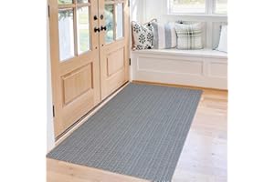 KOZYFLY Washable Area Rug 3x5 ft Boho Entryway Rug Indoor Door Mat Kitchen Rugs with Rubber Backing, Farmhouse Dark Grey Carpet Throw Rugs for Front Entrance Bathroom Kitchen