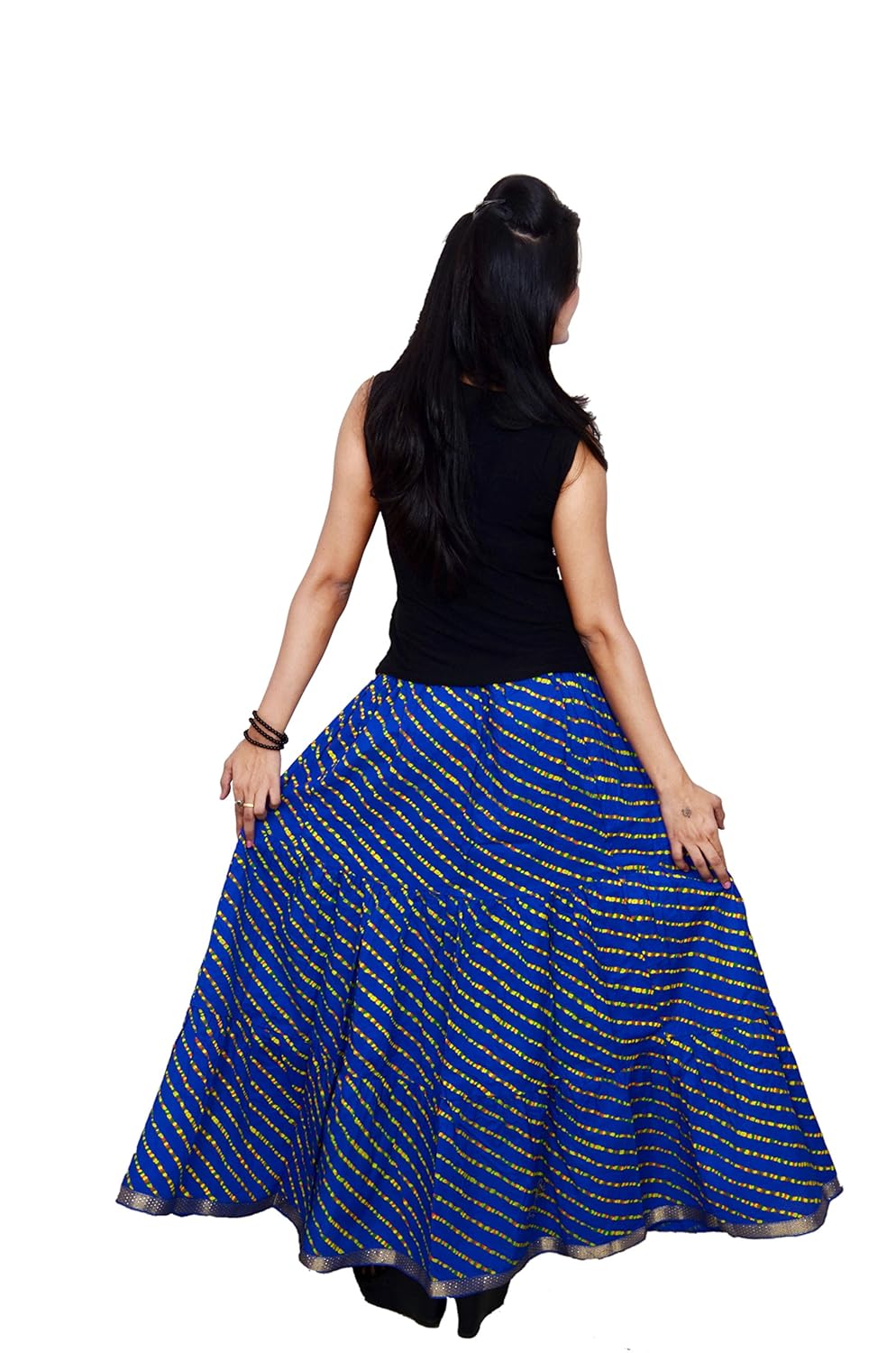 archiecs creations women's cotton regular fit leheriya printed long skirt