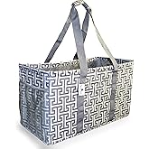 Extra Large Reusable Grocery Tote, premium quality canvas, stands upright & collapses, sturdy base, waterproof for beach/pool towels, storage, picnicking, tailgating, sport equipment, Max Logo