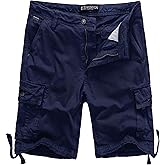 WenVen Men's Cotton Twill Cargo Shorts Classic Relaxed Fit- Reg and Big & Tall Sizes