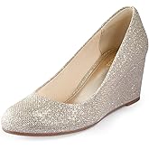 Ankis Closed Toe Wedges for Women, Black Nude Gold Silver Wedges Heels for Women Comfortable Medium Heel Wedges Work Pumps Shoes for Dressy Spring Fall - 2.5Inch