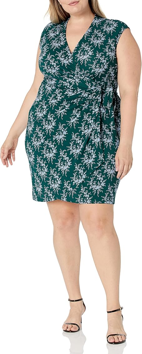 Plus Size Classic Cap Sleeve Wrap Dress 