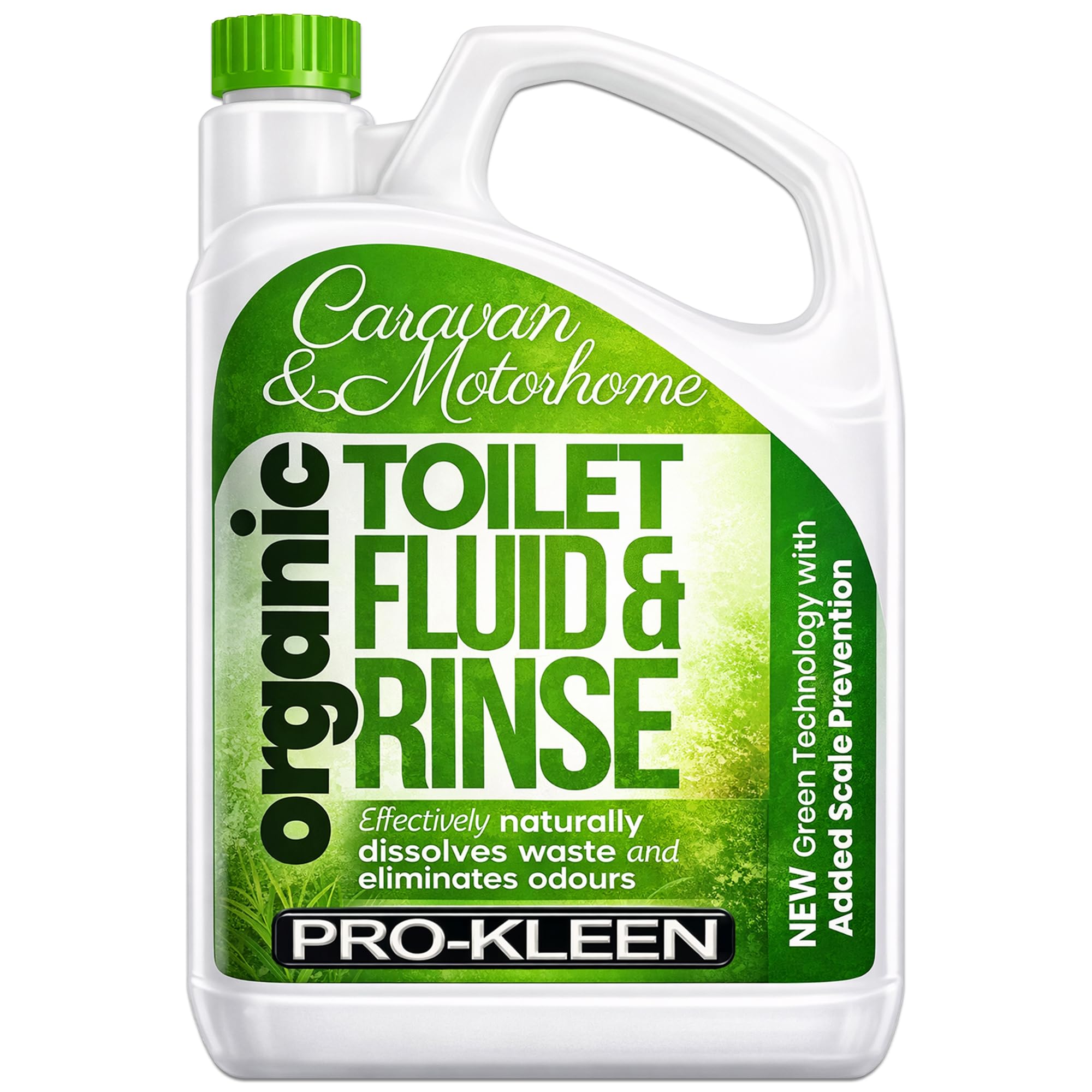 Pro-Kleen Organic Caravan Toilet Chemical Fluid Rinse Green Solution Cleaner 2L for Caravan and Motorhomes - Eco-Friendly, Formaldehyde Free - 2 Litres