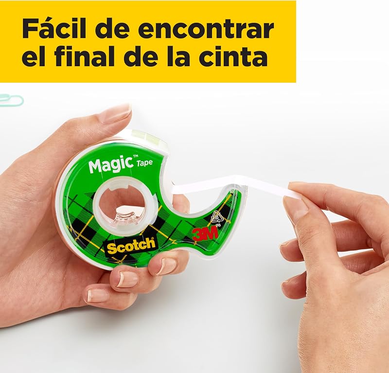 Fita adesiva invisível scotch magic - 2 rolos de 19mm x 7,5m + 1 grátis - fita adesiva de uso geral para reparo, etiquetagem e selagem de pacotes e documentos
