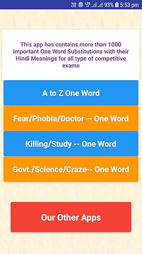 One Word Substitution With Hindi Meaning Amazon Com Appstore For Android