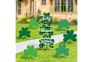 SEWRUNG 9 PCS St Patricks Day Decorations Outdoor Yard Signs with Matel Stakes - St Patricks Day Yard Decorations Outdoor - Shamrock Decorations for Saint Patricks Day