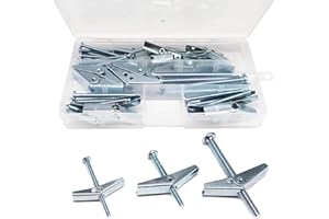 cSeao 22 Pieces Heavy Duty Drywall Ceiling TV Anchors Toggle Bolt Assortment Kit, 1/8" 1/4" 3/16" Spring Loaded Hollow Wall Inserted Bolt Wing Nuts