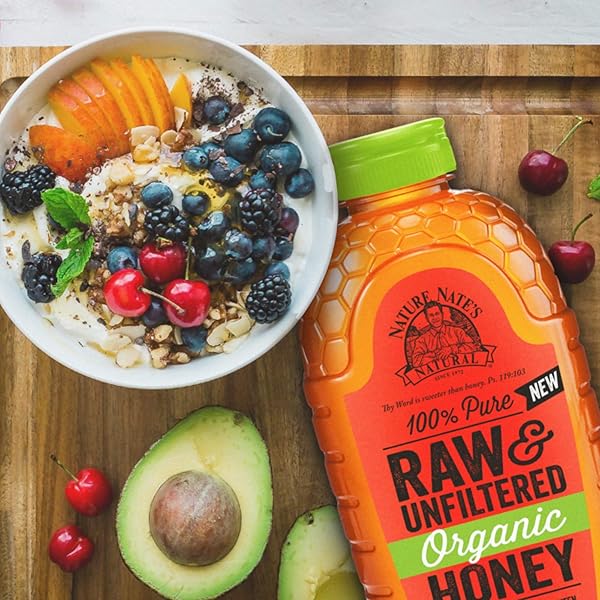 NATE’S ORGANIC 100% PURE, RAW & UNFILTERED HONEY – USDA CERTIFIED ORGANIC – 32OZ. SQUEEZE BOTTLE