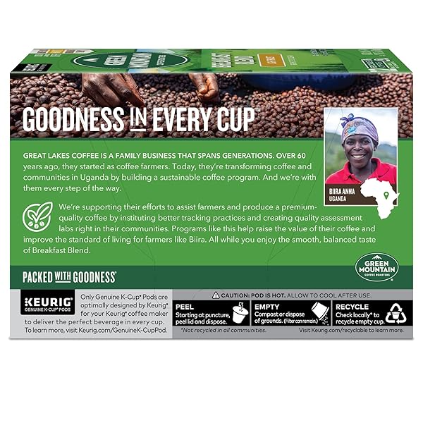 GREEN MOUNTAIN COFFEE ROASTERS BREAKFAST BLEND SINGLE-SERVE KEURIG K-CUP PODS, LIGHT ROAST COFFEE, 12 COUNT