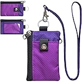 CHENSPRX Minimalist RFID Blocking Small Wallet with ID Window,WaterResistant Zip Id Case Wallet with Lanyard Keychain for Cards,Cash,Travel,Women,Men