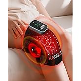 Kaoudt 3D Knee Massager with Heat and Red Light Therapy, Wireless 5000mAh Heated Knee Brace Massager for Pain Relief, 5-Level Intensity & 3-Mode Vibration & 3 Heat Settings for Joint Pain Relief Black