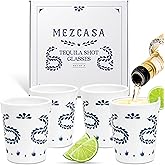 MEZCASA Azul Tequila Shot Glasses — Premium Ceramic Shot Glass for Enthusiasts — Stylish Tequila Glasses for Men & Women for Any Occasion (Set of 4)