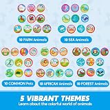 JOYIN 50 Pcs Animal Stamps for Kids Self Inking Stamp Set 5 Colors 50 Designs view 3