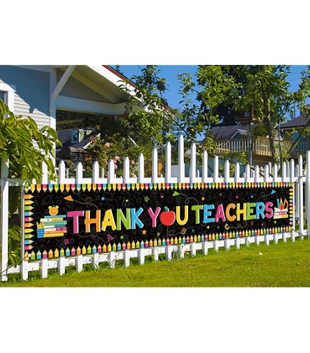 Sunwer Thank You Teachers Banner - 8.2ft Appreciation Decor For Fence & Yard