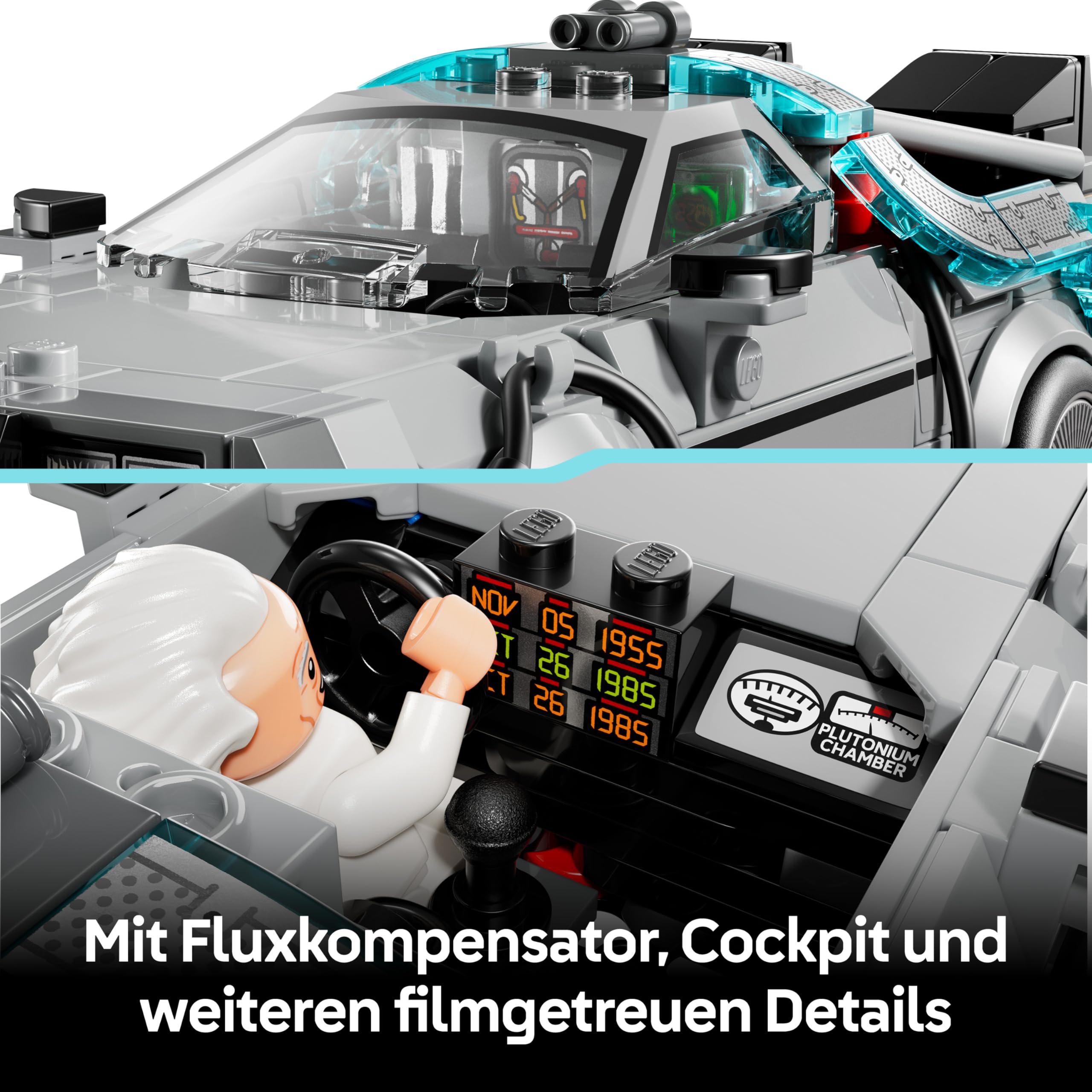 LEGO Speed Champions Zeitmaschine aus Zurück in die Zukunft - Kinder Spielzeug mit Automodell und 2 Minifiguren - Marty McFly und Doc Brown - Kreatives Geschenk für Kinder ab 9 Jahren - 77256 5