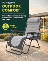 KEPLIN Set of 2 XXL Premium Heavy Duty Padded Zero Gravity Chairs Grey view 2