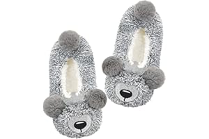 Panda Bros Womens Animal Thick & Warm Slipper Socks With Non Slip Grippers On Bottoms, Character House Shoes, Novelty Slippers for Ladies