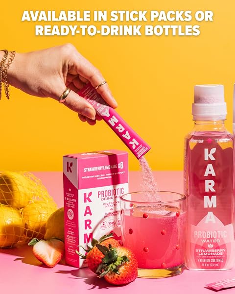 KARMA PROBIOTIC HYDRATION PACKET – 6 PACK, BLUEBERRY LEMONADE POWDER DRINK MIX STICK – ON-THE-GO IMMUNE & GUT HEALTH SUPPORT
