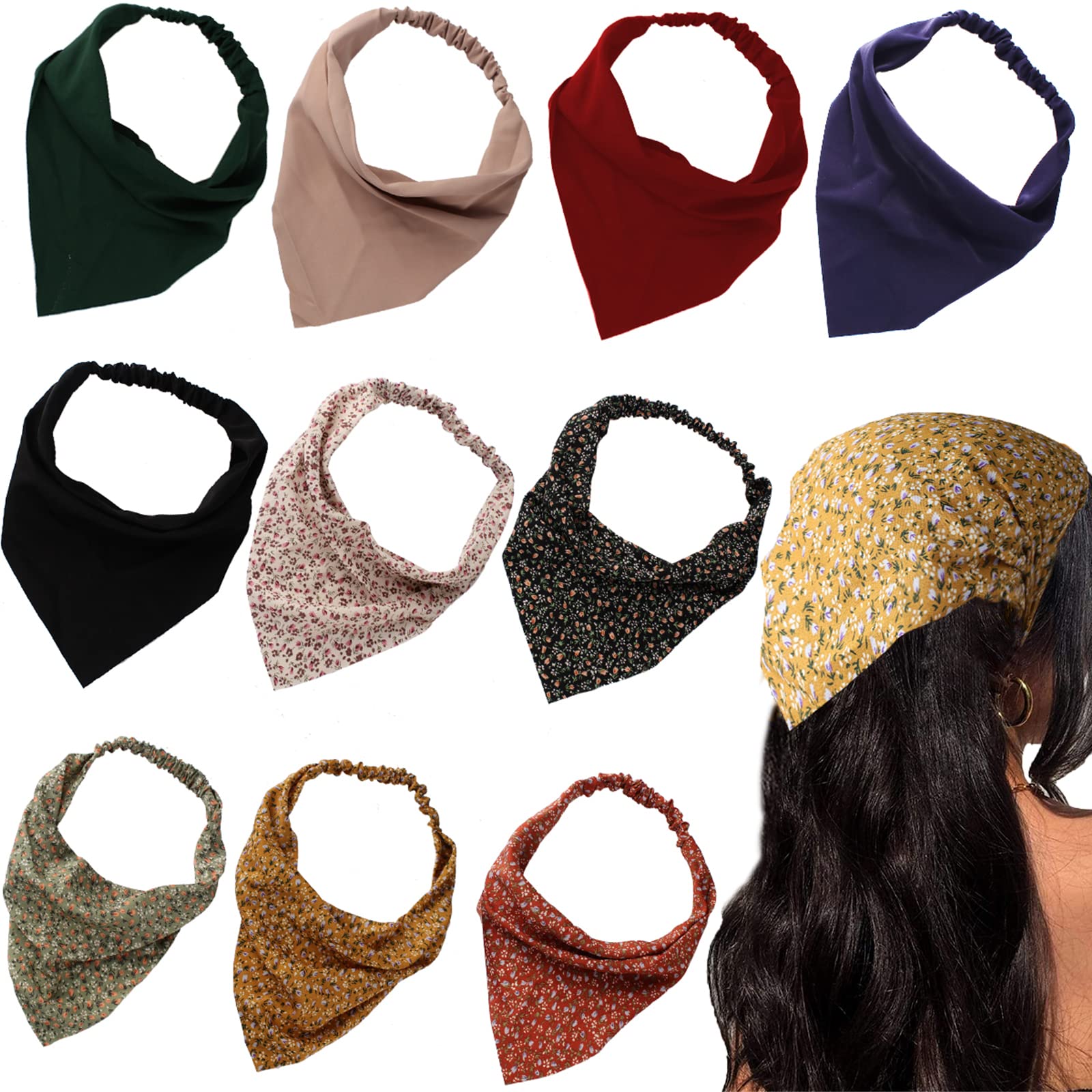Photo 1 of Jaciya Hair Scarfs Head Bandanas for Women Fashion Floral Triangle Head Scarf Hair Accessories