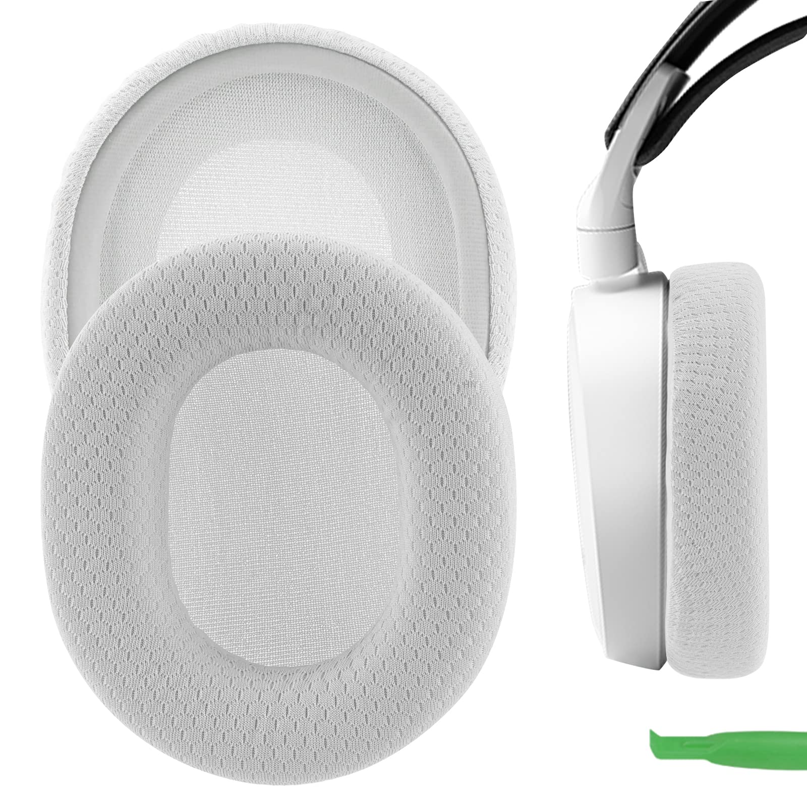 Geekria Comfort Mesh Fabric Replacement Ear Pads Compatible with SteelSeries Arctis 1/3/ 5/7/ 7+/ 7P/ 7P+/ 7X/ 7X+/ 9/ 9X, Arctis Pro/Prime Headphones, Ear Cushions (Light Grey)