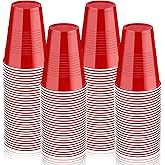 PLMMOUT 240 Pack Red Plastic Cups, Disposable Party Cup, 16 oz Shot Cups, Red Plastic Drinking Cup for Wedding Picnics Barbecues Birthday Party Supplies
