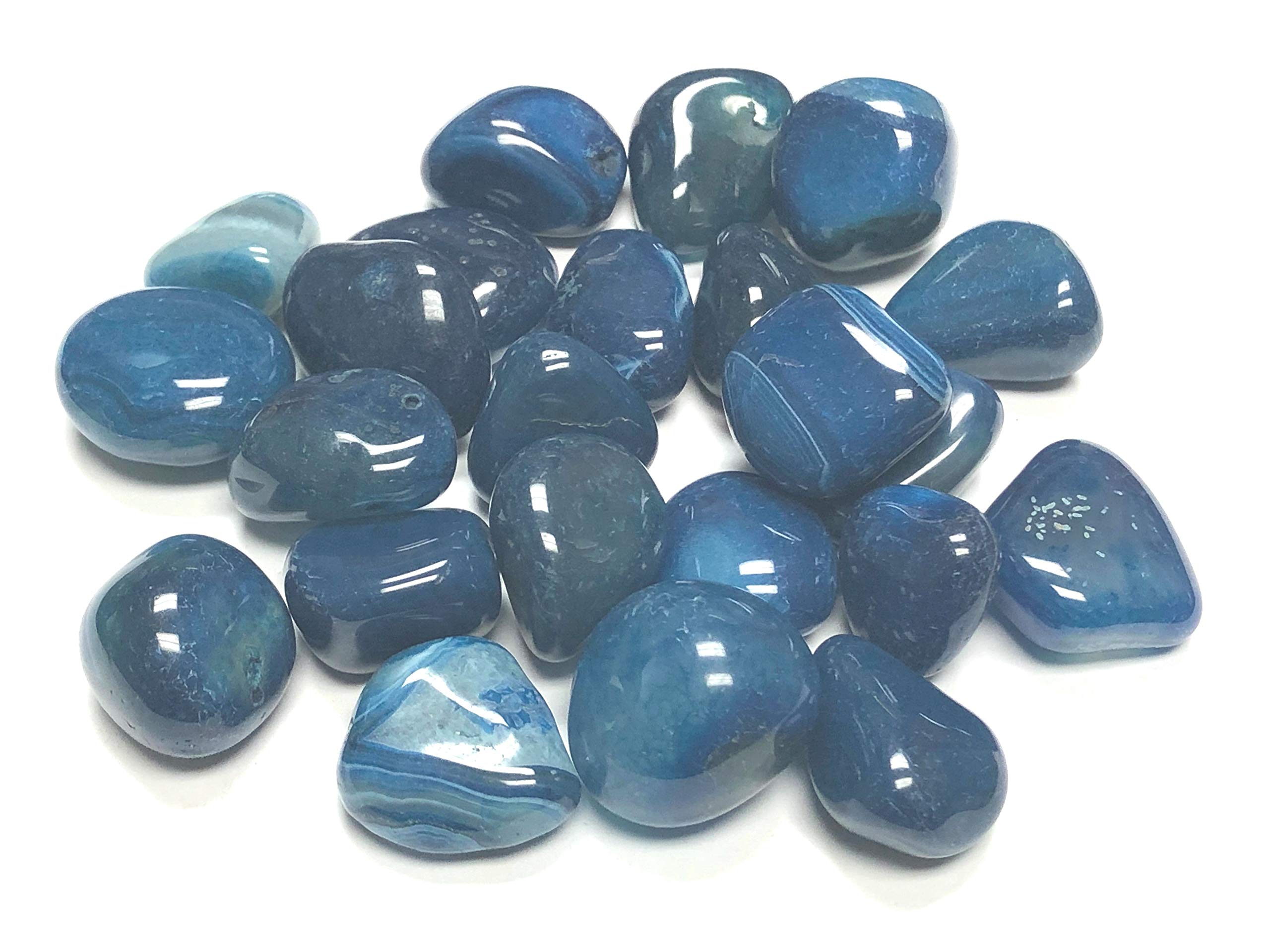 Zentron Crystal Collection: 1 lb Tumbled Dyed Blue Agate in Velvet Bag