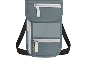 JONYEE Travel Neck Wallet, RFID Blocking Passport Holder with Adjustable Neck Strap for Men and Women to Keep Cash, Credit Cards and Travel Documents Safe - A