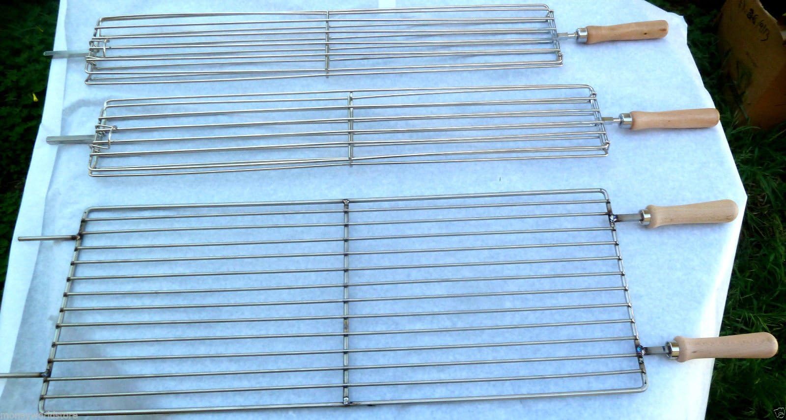 Cyprus Barbeque BBQ Fitted Grill For Charcoal Foukou 86 X 28 CM , STAINLESS STEEL Raising Or Lowering By Lever System,& 2 Fish Rotisserie Grill 67 x 12 Cm Stainless Steel,NEW