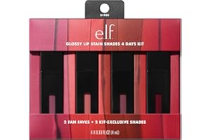 e.l.f. Glossy Lip Stain Shades 4 Days Kit, Long-Lasting Lip Stains For A Sheer Pop Of Colour & Subtle Gloss Finish, Vegan & C