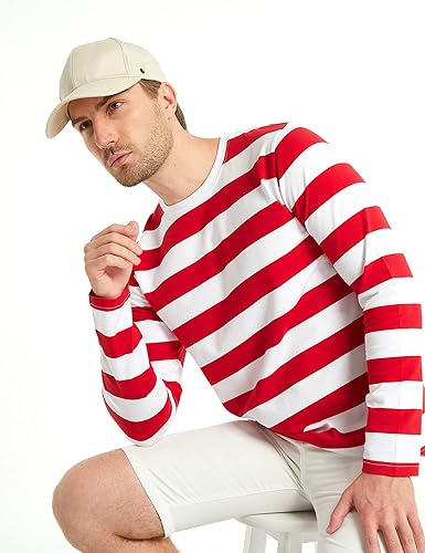 SSLR-Long-Sleeve-Tee-Shirts-for-Men-Striped T Shirts Crewneck