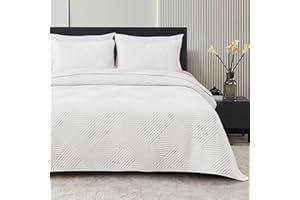 Whale Flotilla King Quilt Set, Soft Lightweight Quilts Bedspreads Coverlet with Embossed Pattern, Bedding Sets with 2 Pillow Shams, Reversible Bed Cover for All Seasons, 96x104 Inches, White