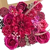 Alecono Artificial Flowers, Hot Pink Fake Flowers for DIY Wedding Bouquets, Bridal Baby Shower, Home Decor, Centerpieces for Table Decorations