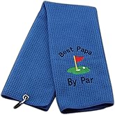 JXGZSO Dad Golf Towel Embroidered Golf Towel Gift Golf Father Gift Embroidered Golf Towel with Clip (-Best papa by par)