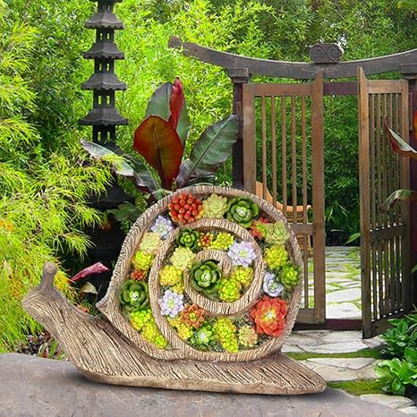 Snail Garden Figurines Outdoor Decor Waterproof Resin Succulent