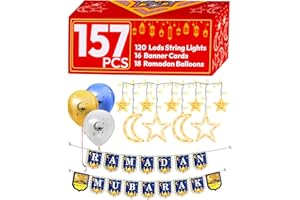OLEEK Ramadan Decorations for Home 2025 Set (Ramadan Lights -2 Ramadan Banner -18 Ramadan Balloons - Ramadan Card) Ramadan Decor - Ramadan Gifts for Kids - Ramadan Decoration - زينة رمضان كريم ديكور