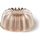 KITESSENSU Non-Stick Cake Pan, 9.5-Inch Aluminum Cake Mold, 10 Cup Fluted Heavy Duty Tube Pan, Durable Rust & Scratch-Resistant, Baking Mold for Jello, Gelatin, Chocoflan, Flan, French Wreath,Gold