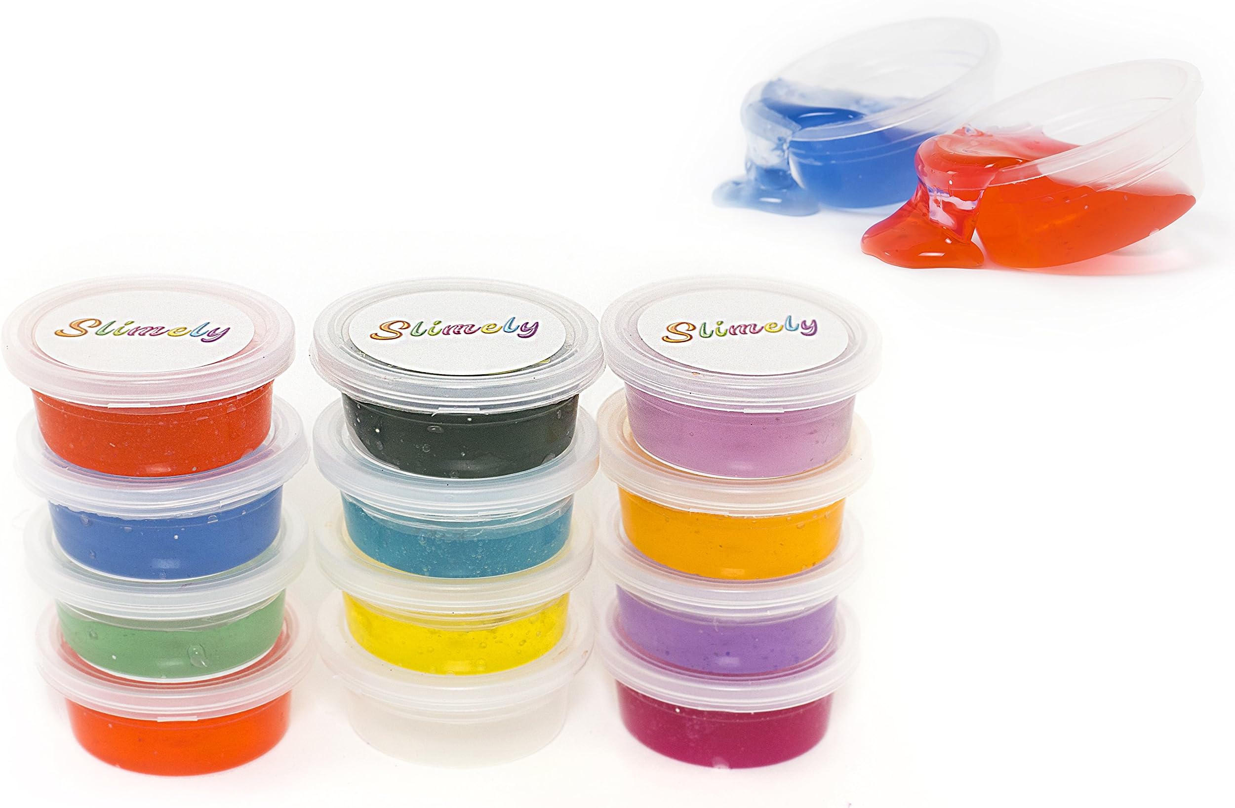 SLIMELY Crystal Slime, Magic Colorful Clay Toy Slime Kit ,12 Colors Pack, Fluffy Slime, Free Bonus: Safe Plastic Cutting Tools and Sea Animals that G-R-O-W.