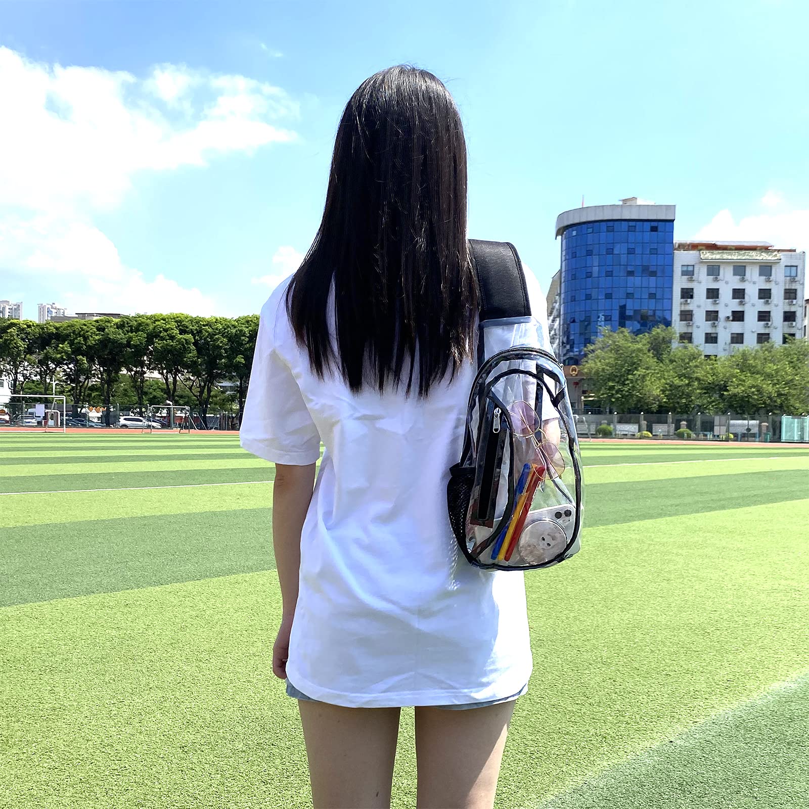 gdbis Clear Sling Bag, Stadium Approved PVC Crossbody Backpack, Clear Casual Chest Daypack for Hiking, Stadium or Concerts