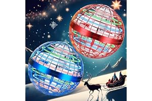 PRO STASH 2025 Upgraded Flying Orb Ball Toy with LED Lights, Cosmic Boomerang Hover Orb Ball for Kids & Adults, for Indoor/Outdoor Fun Cool Holiday Magic Toy, for Boys & Girls (Blue+Red)